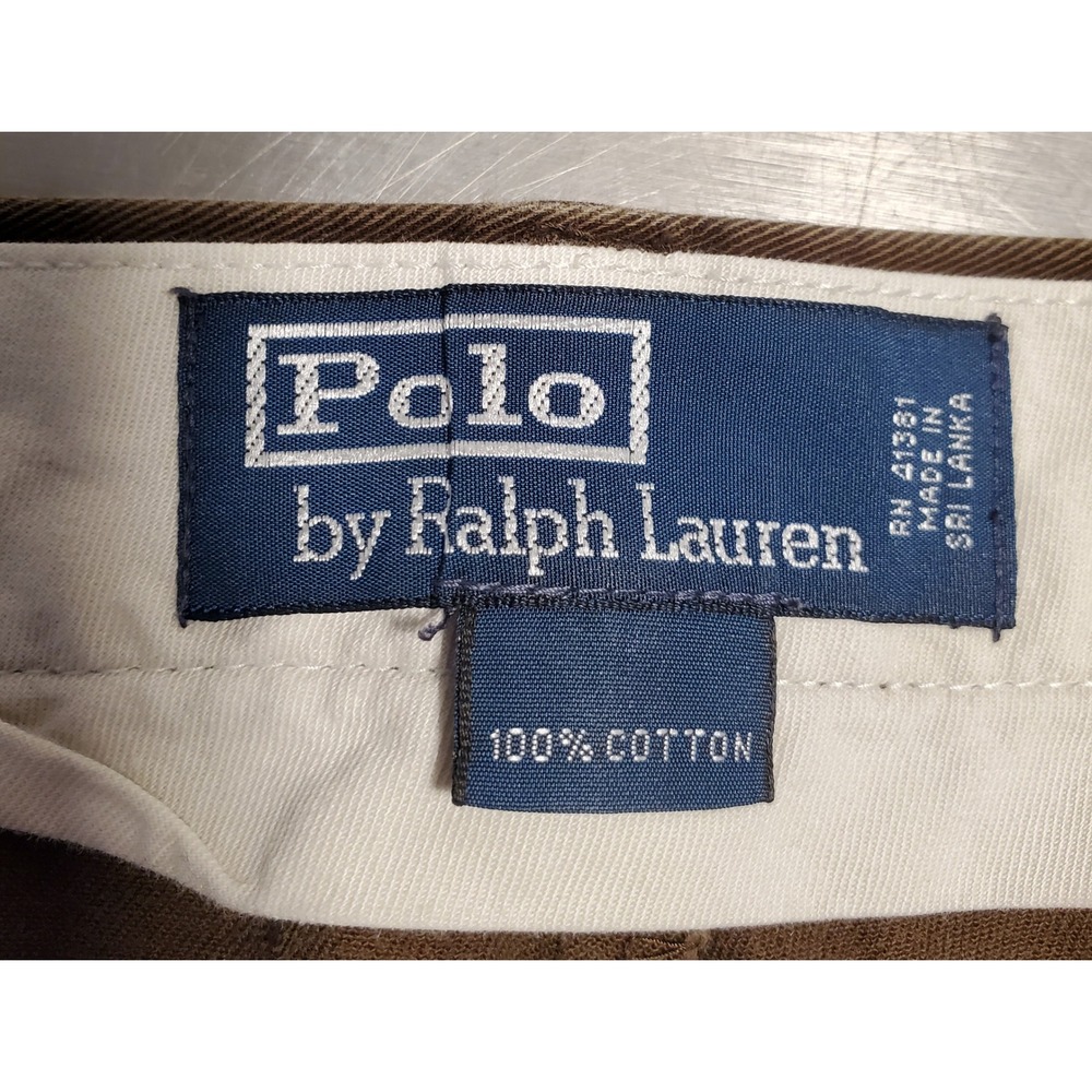 Polo Ralph Lauren Classic Chino Brown Cotton Twill Pants Mens 40x30 Flat Front - Picture 3 of 12